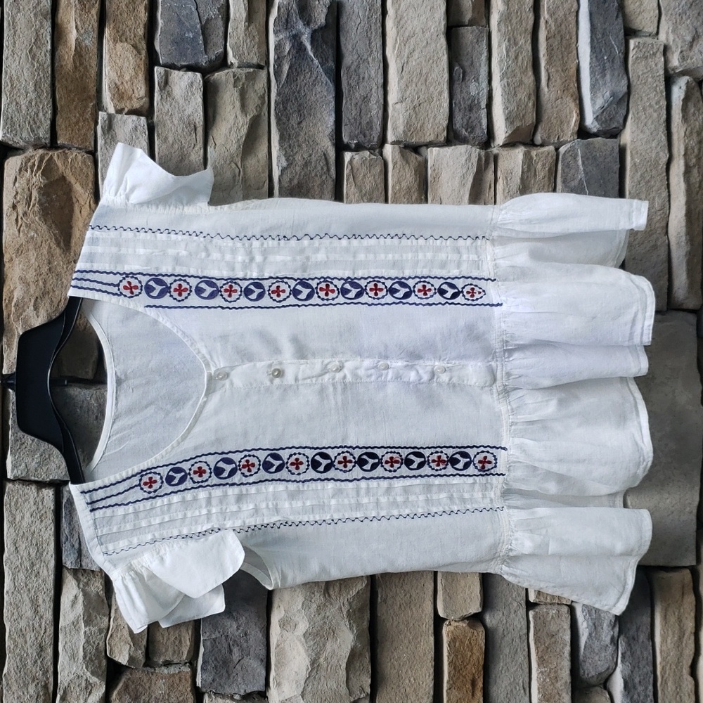 Cute boho lightweight cotton blouse, large